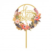 Топпер "Happy Birthday" цветочки
